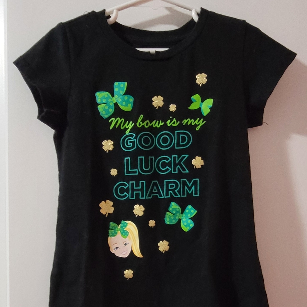 JoJo Siwa Black and Green Short Sleeve Tee with St. Patrick's Day Design
